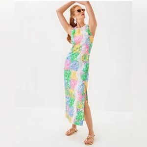 Lilly Pulitzer Sarabeth Stretch Maxi Dress Multi Bright Delight Beaded size 8